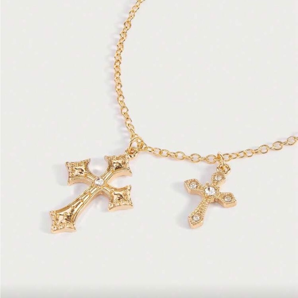 Elegant Gold Cross Pendant Necklace R145 - Picture 2 of 2